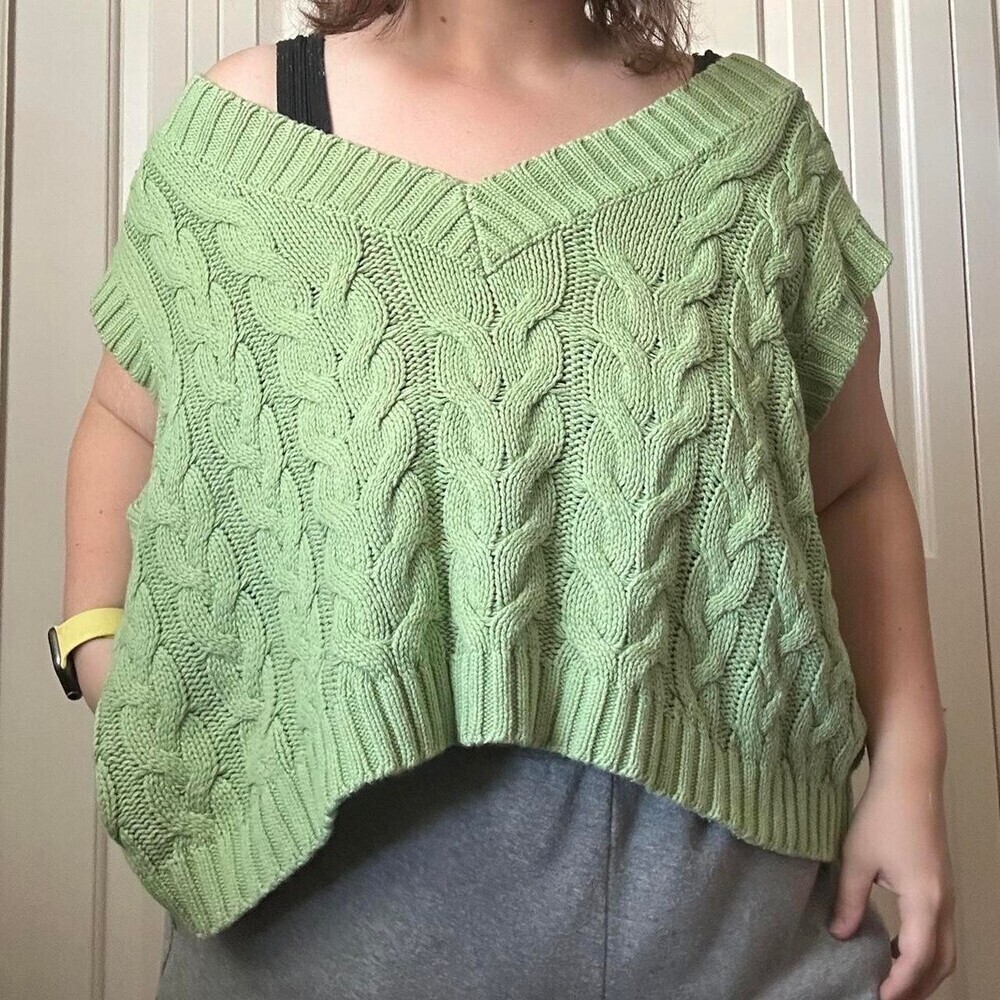 Green Altar’d State Cable Knit Sweater Vest